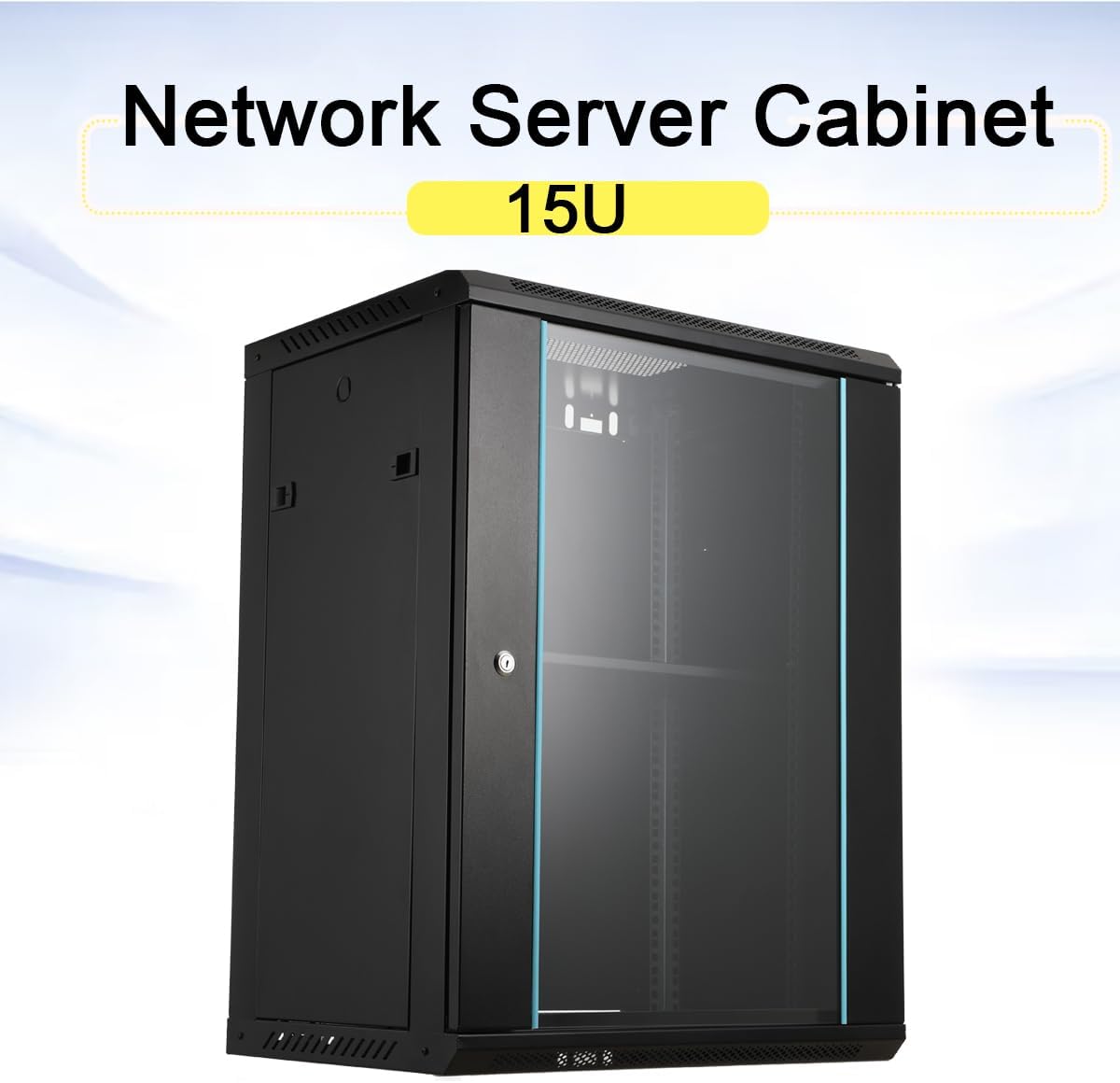 15U Wall Mount Network Cabinet Lockable Glass Door