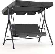 Grey 3 Seater Garden Swing Chair with Canopy