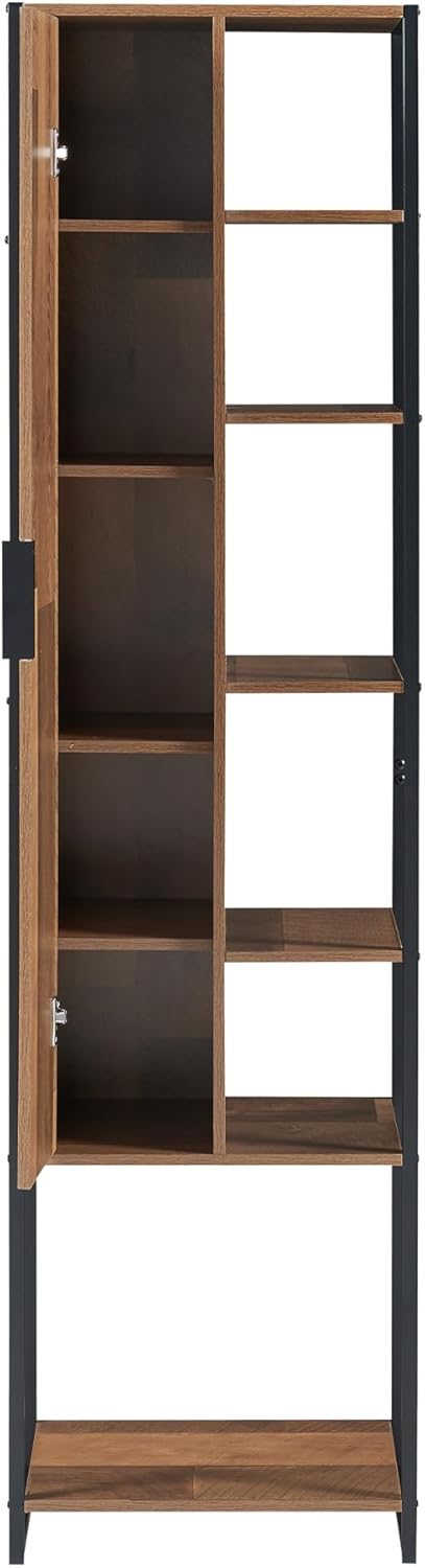 Walnut Tall Bathroom Cabinet 11 Shelf Storage Unit