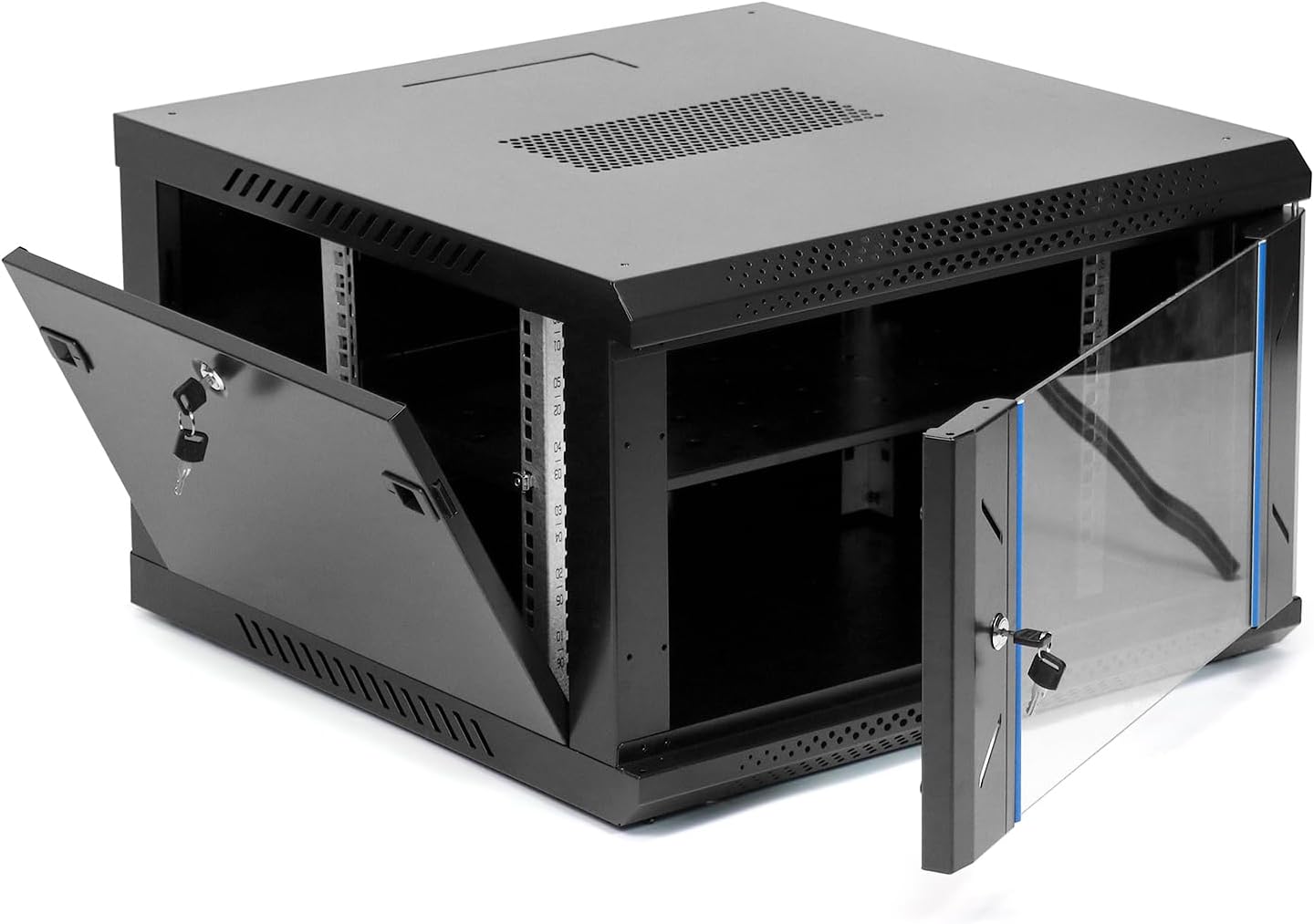 6U Network Server Cabinet 24 Inch Deep Glass Door