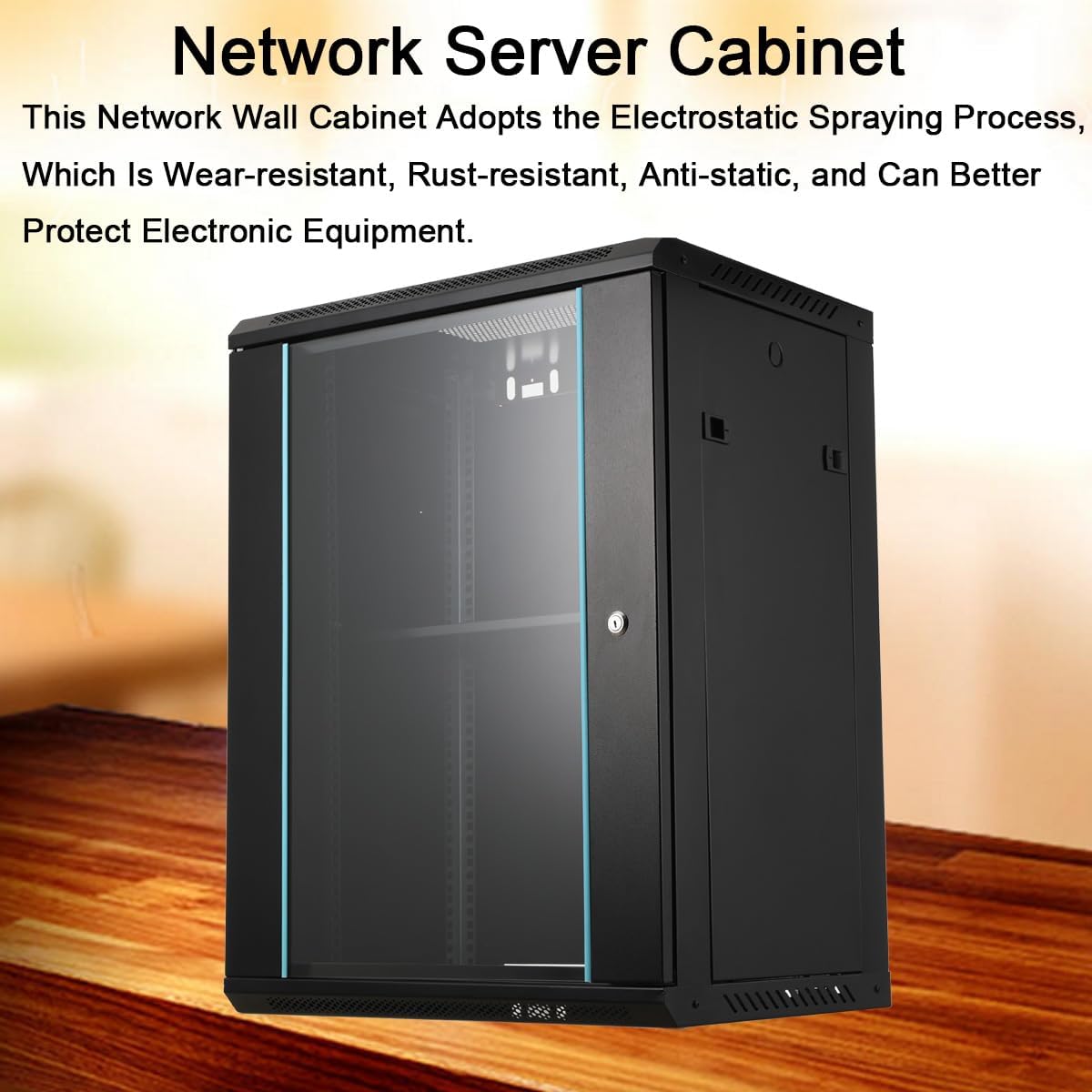 15U Wall Mount Network Cabinet Lockable Glass Door