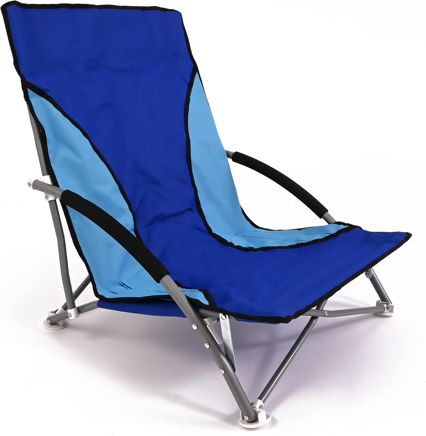 Set of 2 Low Folding Beach Chairs Blue