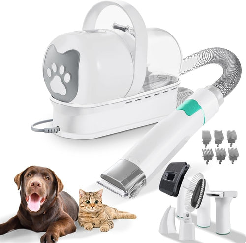 Dog Grooming Vacuum Kit 7 in 1 Pet Hair Remover 6 Comb Set