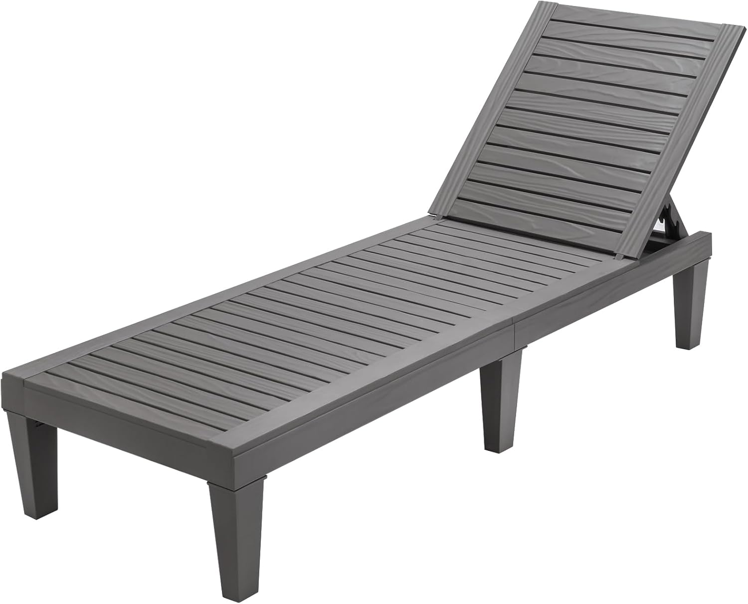 Sun Lounger 5 Position Recliner Chair Grey Wood Effect