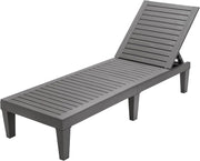 Sun Lounger 5 Position Recliner Chair Grey Wood Effect