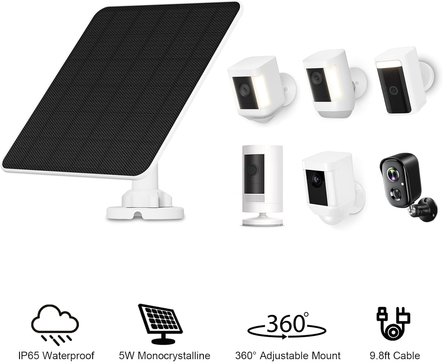 3 Pack 5W Solar Panel Charger For Battery Security Cameras