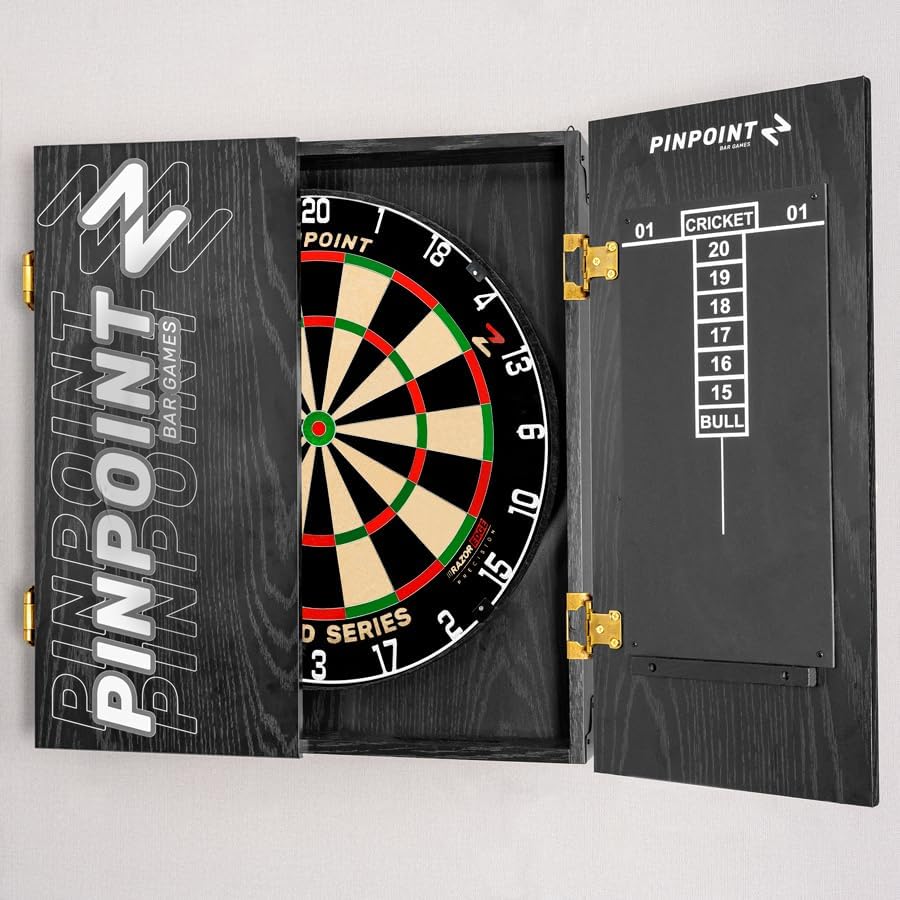 18in Dartboard Cabinet MDF Sisal Board Staple Free Pro Wall Mount