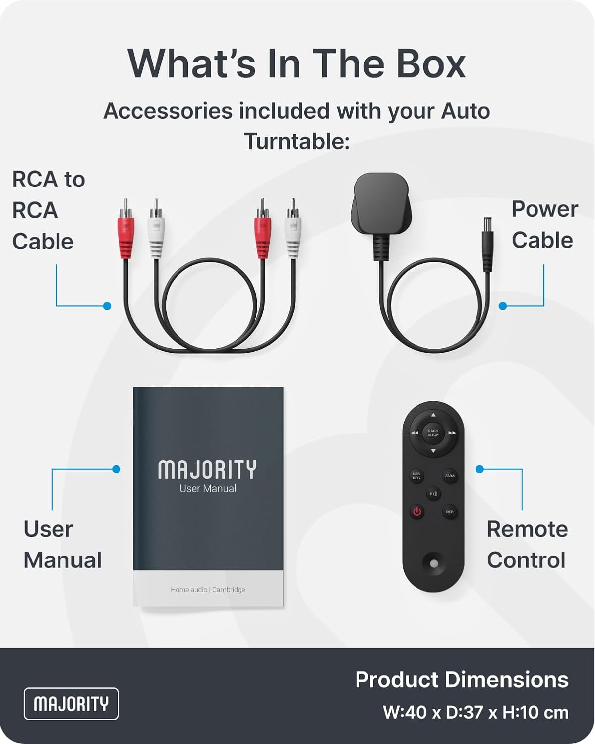 Fully Automatic Vinyl Record Player with Bluetooth 5.3, USB Recording & Remote