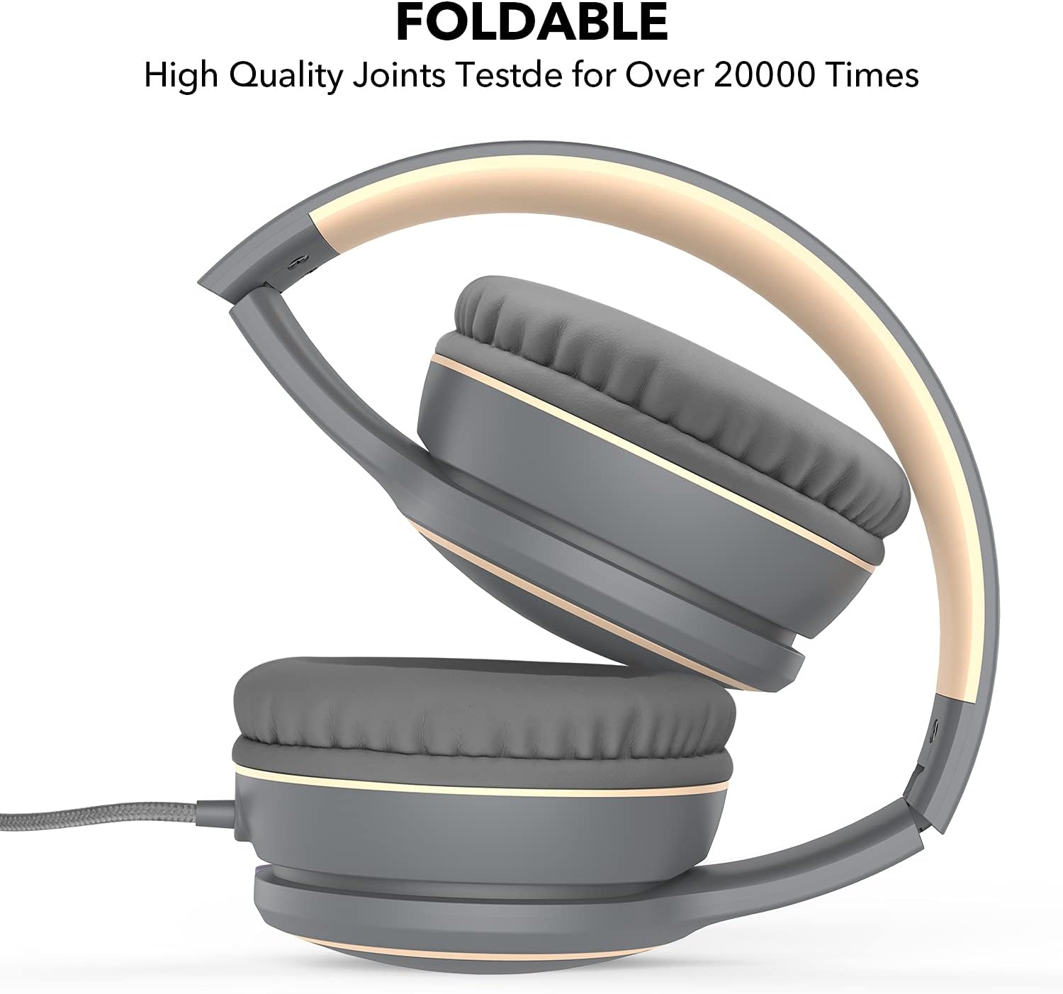 Wired On Ear Headphones With Mic Foldable Stereo Bass 3.5mm