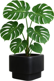 45cm Black Raised Planter Large Fibrestone Plant Pot Indoor Outdoor