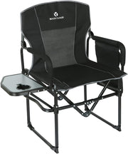 Folding Camping Chair with Side Table Portable Black