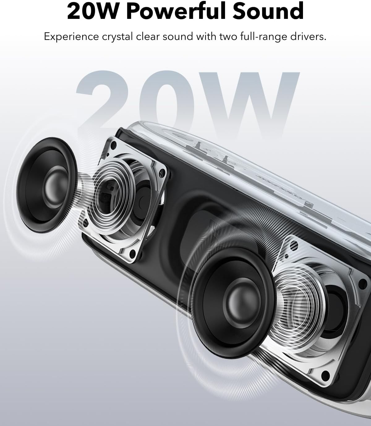 Portable Bluetooth Speaker 20W Bass IPX7 Waterproof 16H