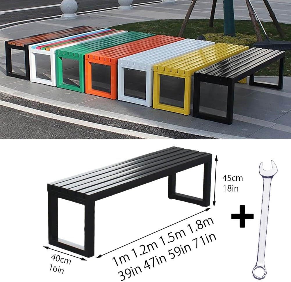 Metal Garden Bench 1m Backless Outdoor Park Patio Seat Black