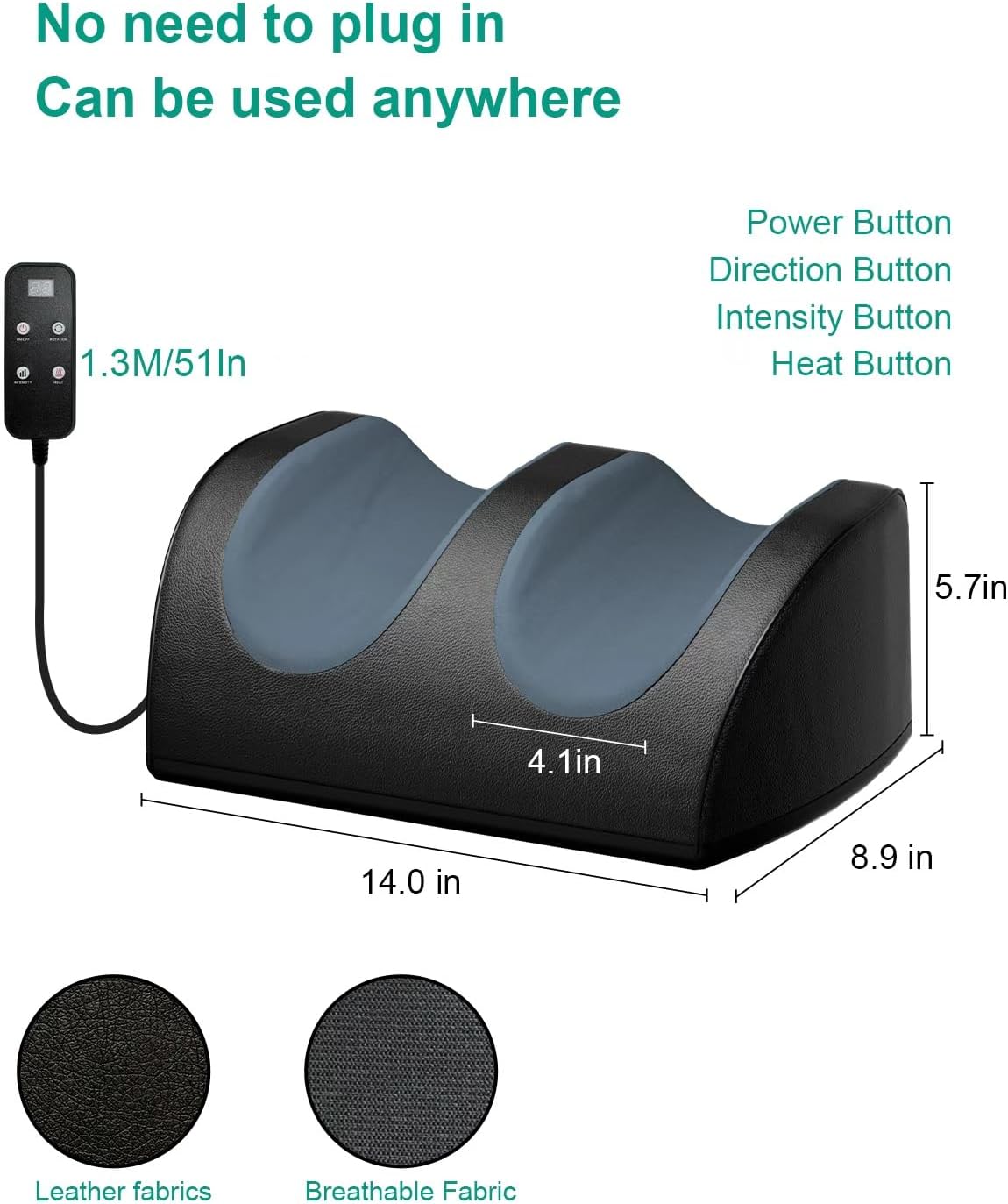 Shiatsu Foot Massager Heat Deep Tissue Leg Roller Pain Relief