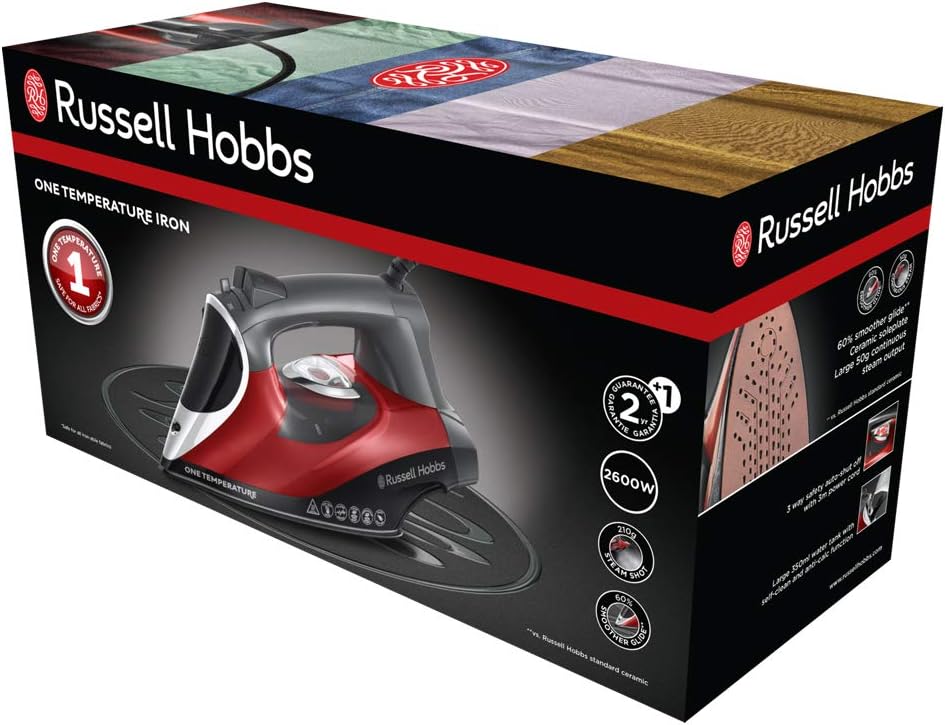 2600W Steam Iron One Temperature Ceramic Soleplate 210g Steam Boost