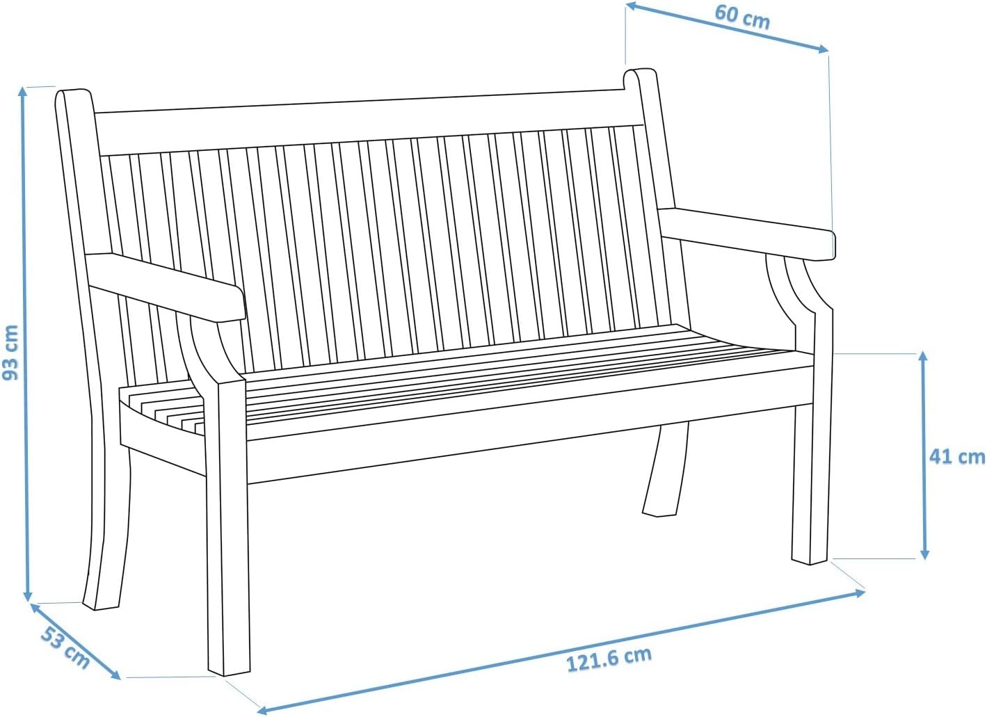 2 Seater Garden Bench Polymer Wood Effect Weatherproof Seat