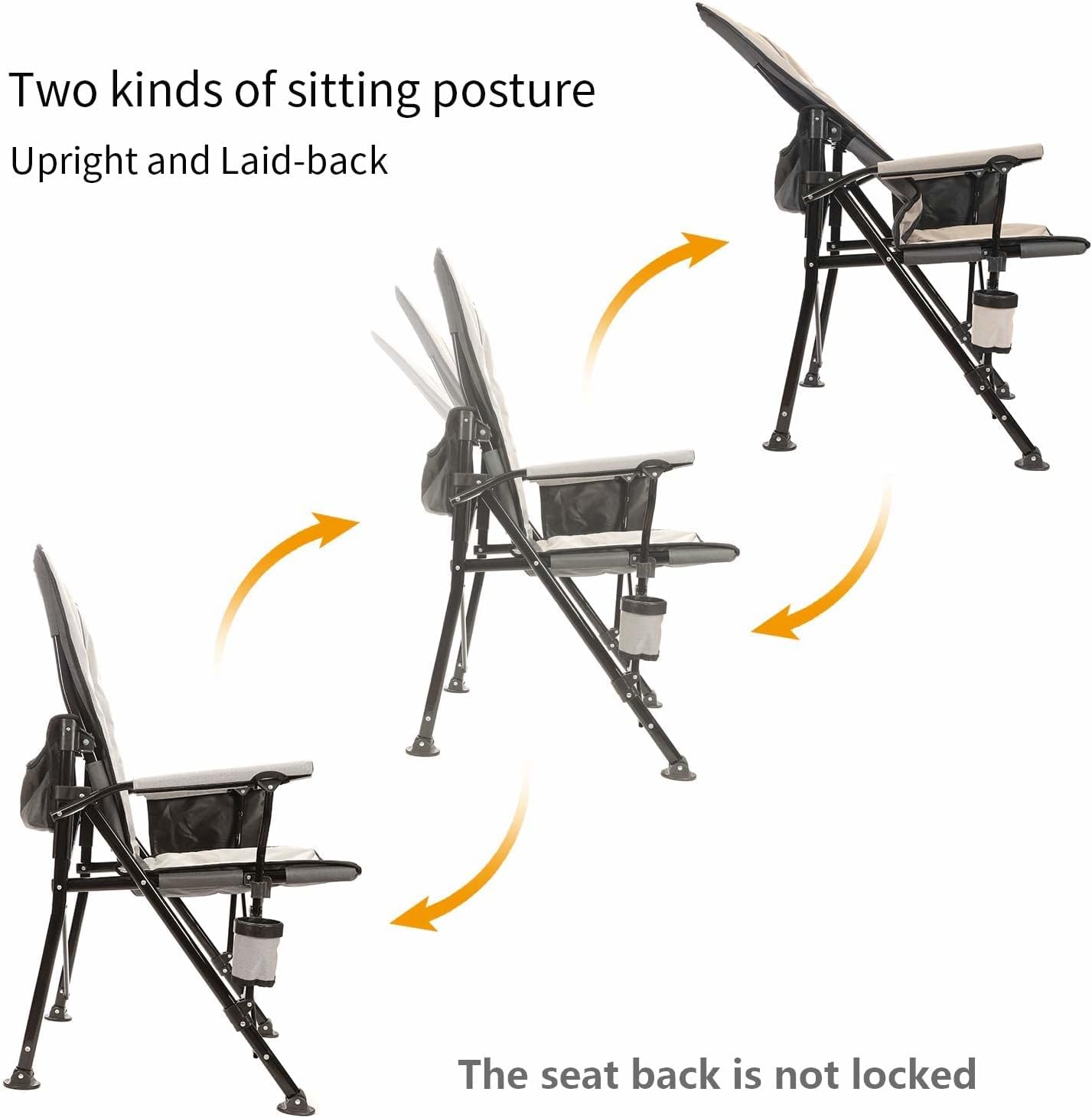 Oversized Folding Camping Chair Heavy Duty 180kg Grey