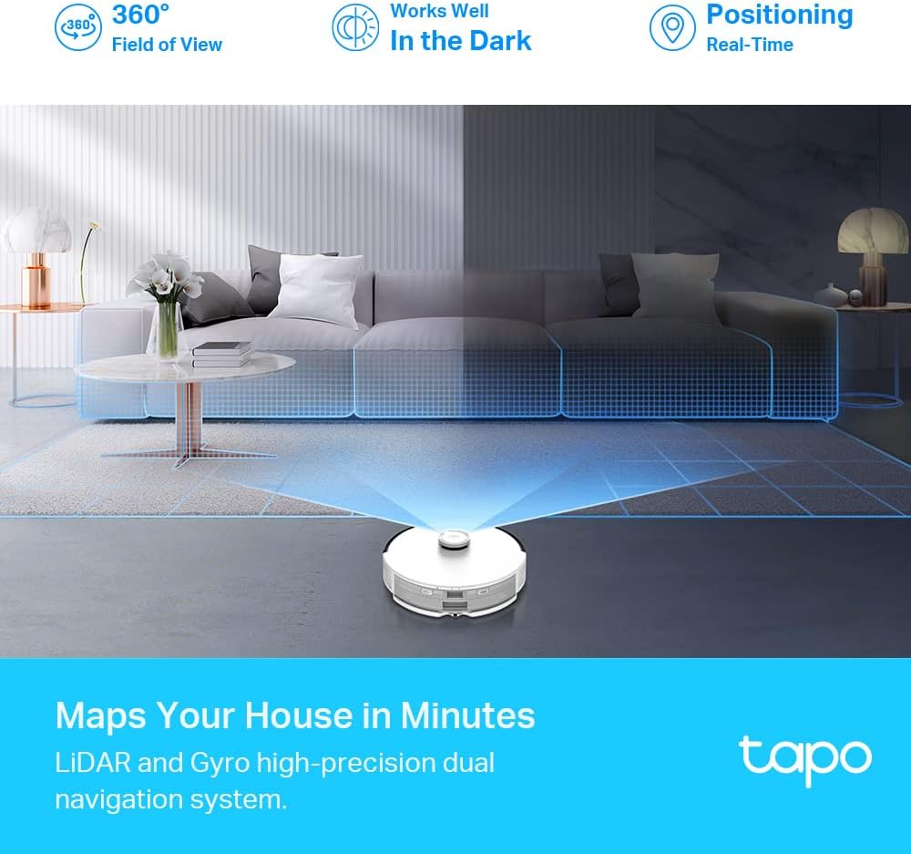 Robot Vacuum Mop 4200Pa Self Empty LiDAR Mapping 70 Days WiFi