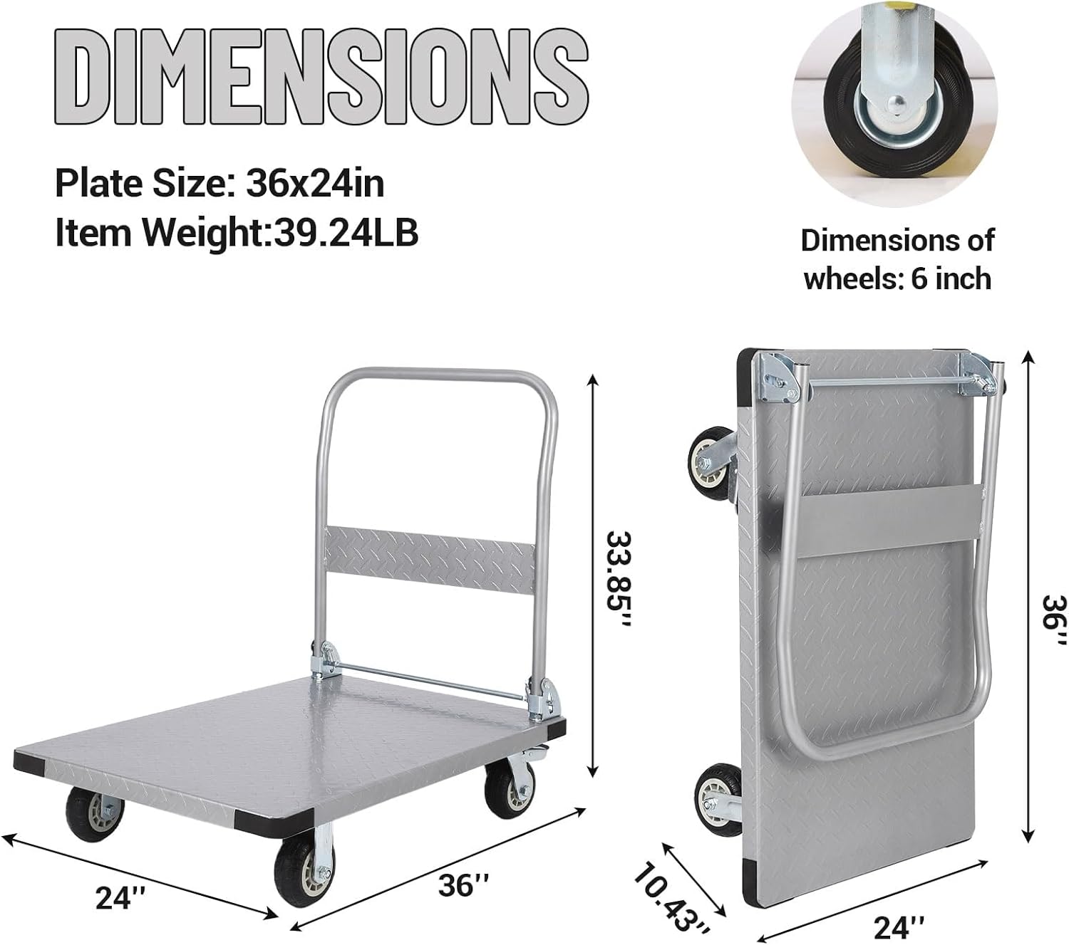 900KG Heavy Duty Platform Truck Folding Flatbed Trolley