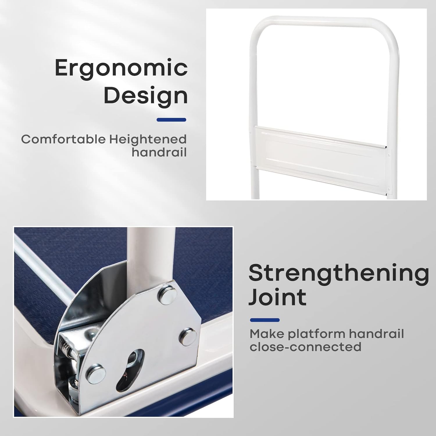 Blue White Folding Platform Trolley 300KG Push Cart