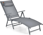 Portable Reclining Sunbed Chair 7 Position Grey