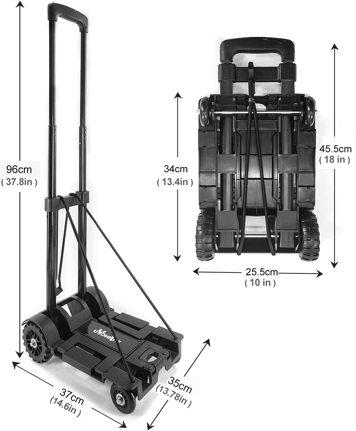 Folding Hand Truck Trolley 45KG 4 Wheel Steel Cart