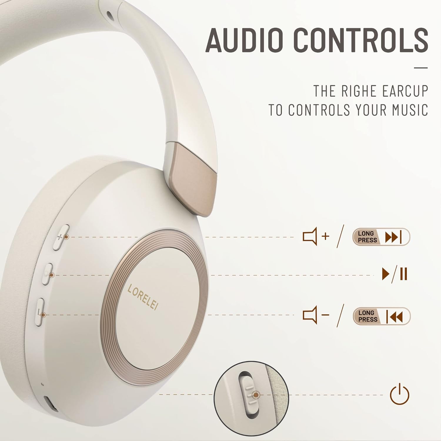 Bluetooth Over Ear Headphones 50H Playtime Deep Bass Foldable