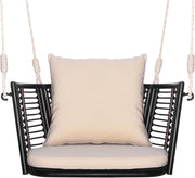 Single Rattan Porch Swing Chair Cushions Hanging Seat