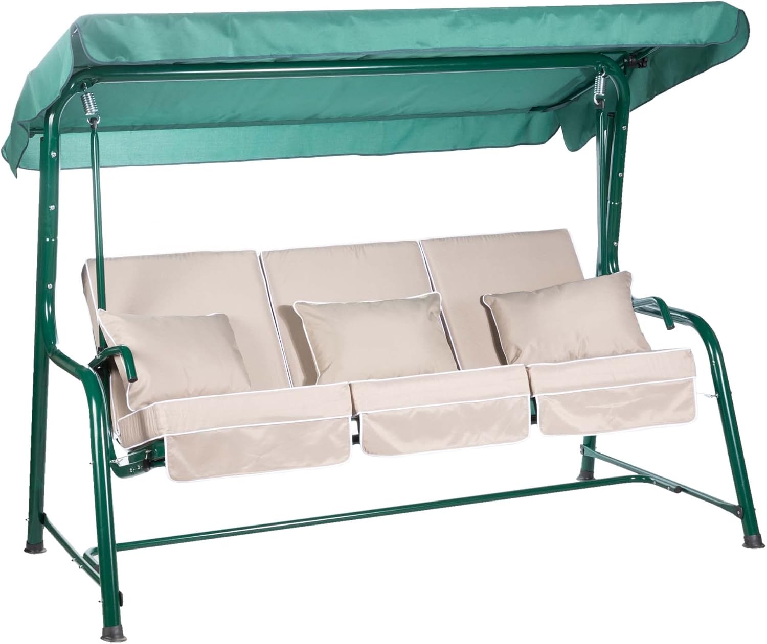 3 Seater Reclining Garden Swing Seat Taupe Canopy
