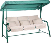 3 Seater Reclining Garden Swing Seat Taupe Canopy