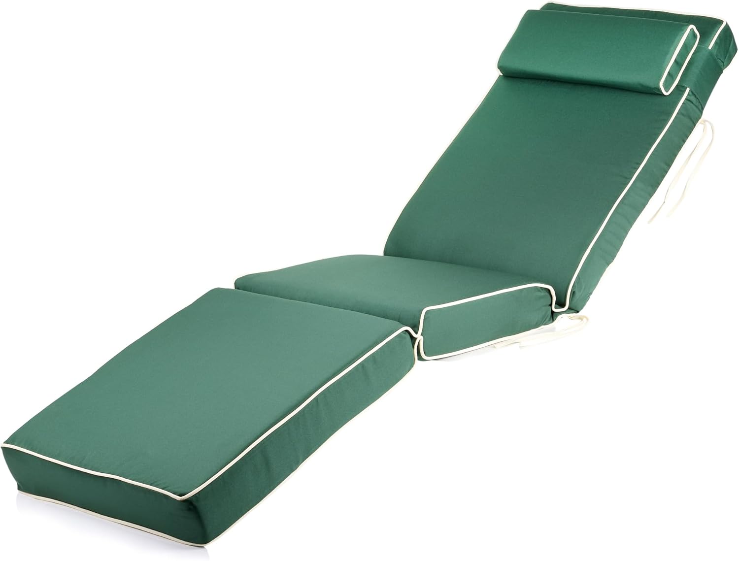 Reclining Sun Lounger with Cushion 5 Position Green Foldable