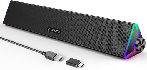 USB PC Soundbar Speakers Stereo Desktop Speaker RGB Lights