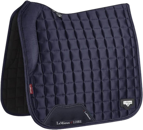 Luxury Dressage Saddle Pad Size L Satin Bamboo Lined Navy