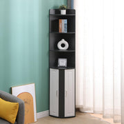 Tall Corner Cabinet White Grey 3 Shelf Storage Unit