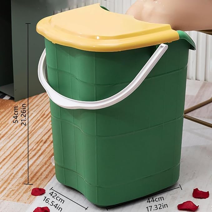 Deep Foot Spa Bucket Calf Soak Tub with Rollers Wheels Drain