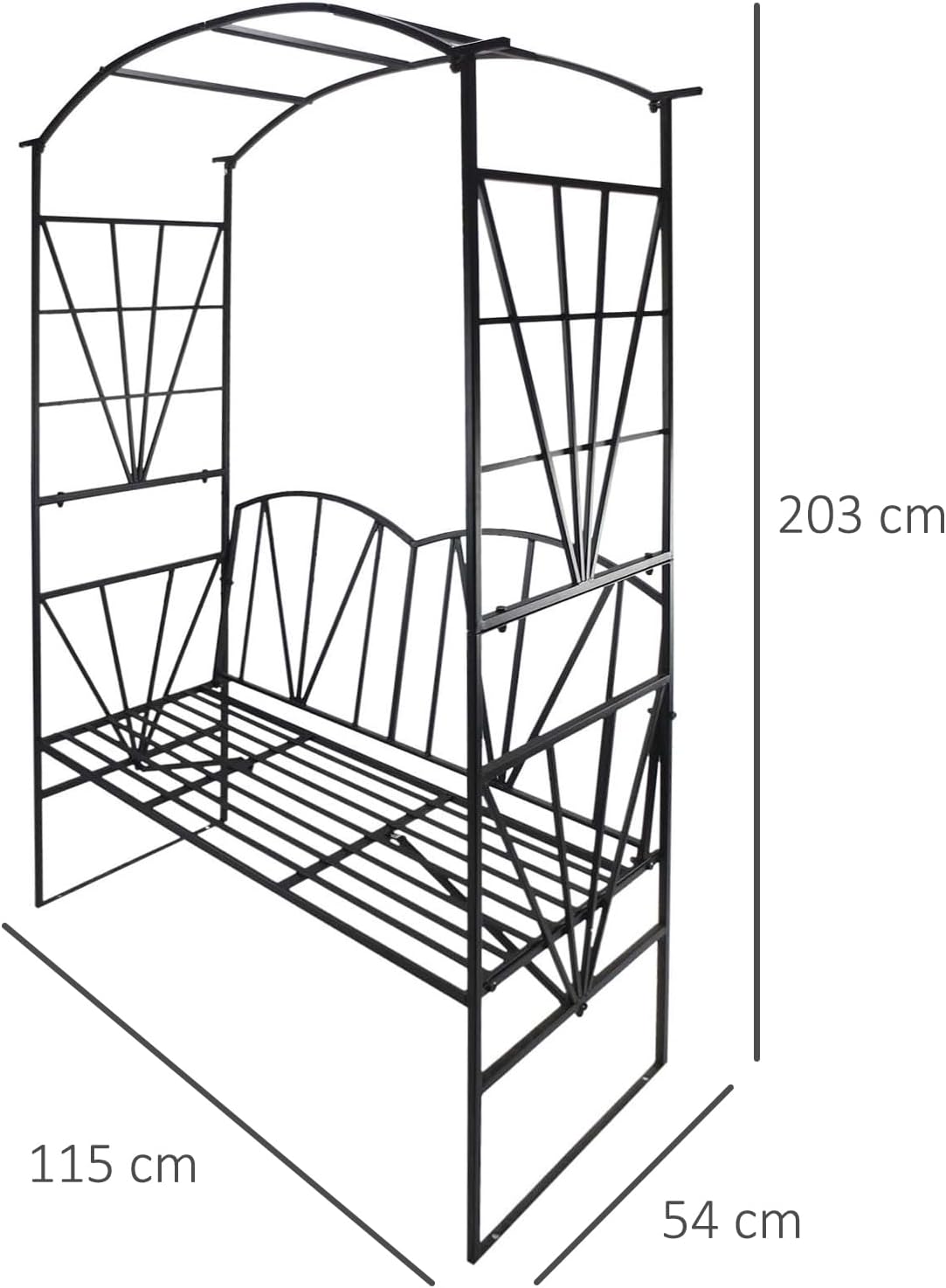 Garden Arbor Bench 2 Seater Metal Patio Seat with Climbing Arch