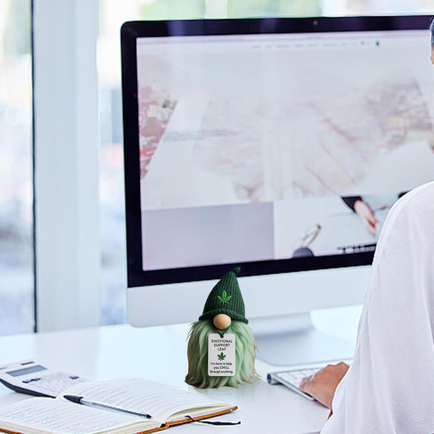 2PCS Funny Weed Gnome Emotional Support Desk Decor Gift Set