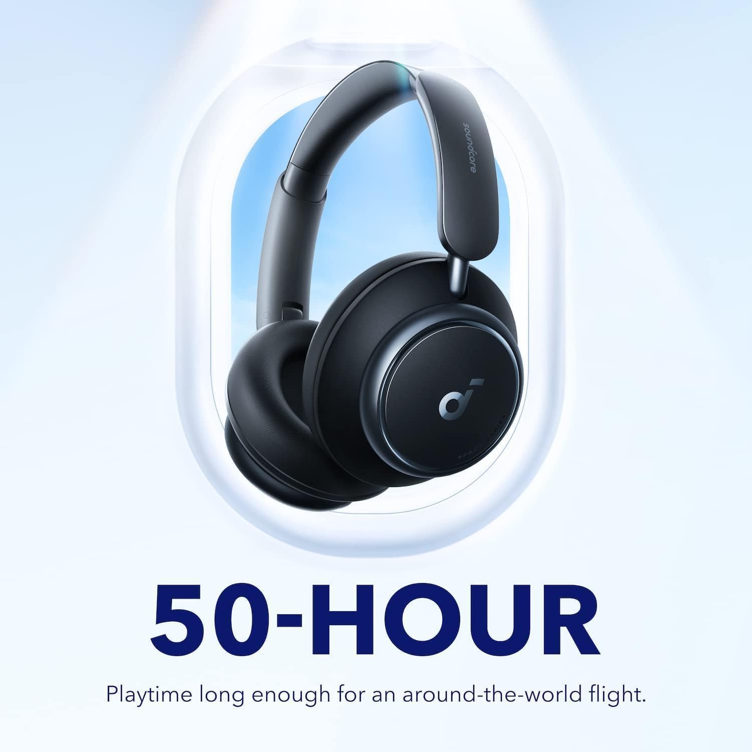 Wireless ANC Over Ear Headphones 50H Playtime Hi-Res Sound Travel