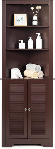 Corner Bathroom Tall Cabinet Triangle Shelf Unit Espresso