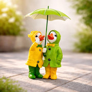 Duck Garden Statues Set Resin Outdoor Umbrella Figurines 30cm