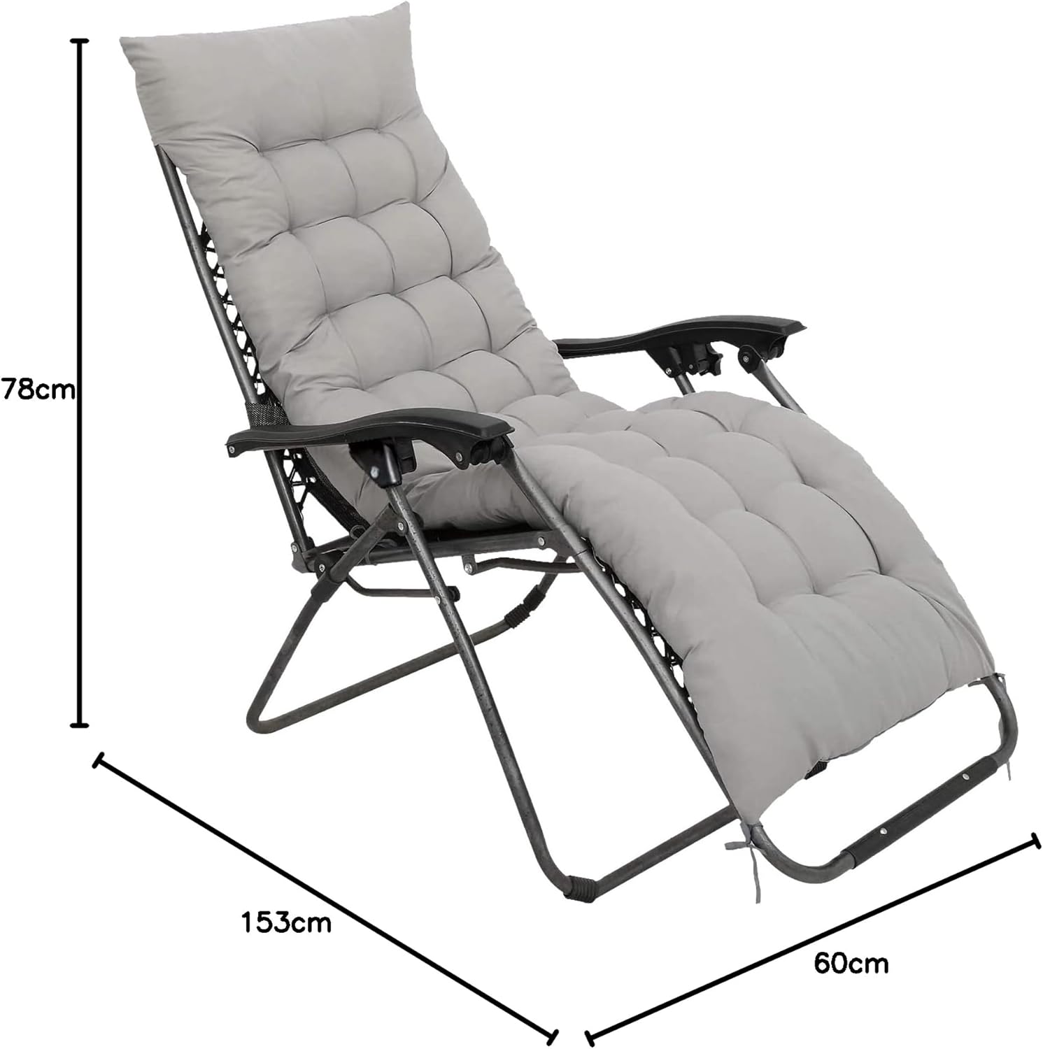 Set of 2 Zero Gravity Reclining Chairs with Cushions Black