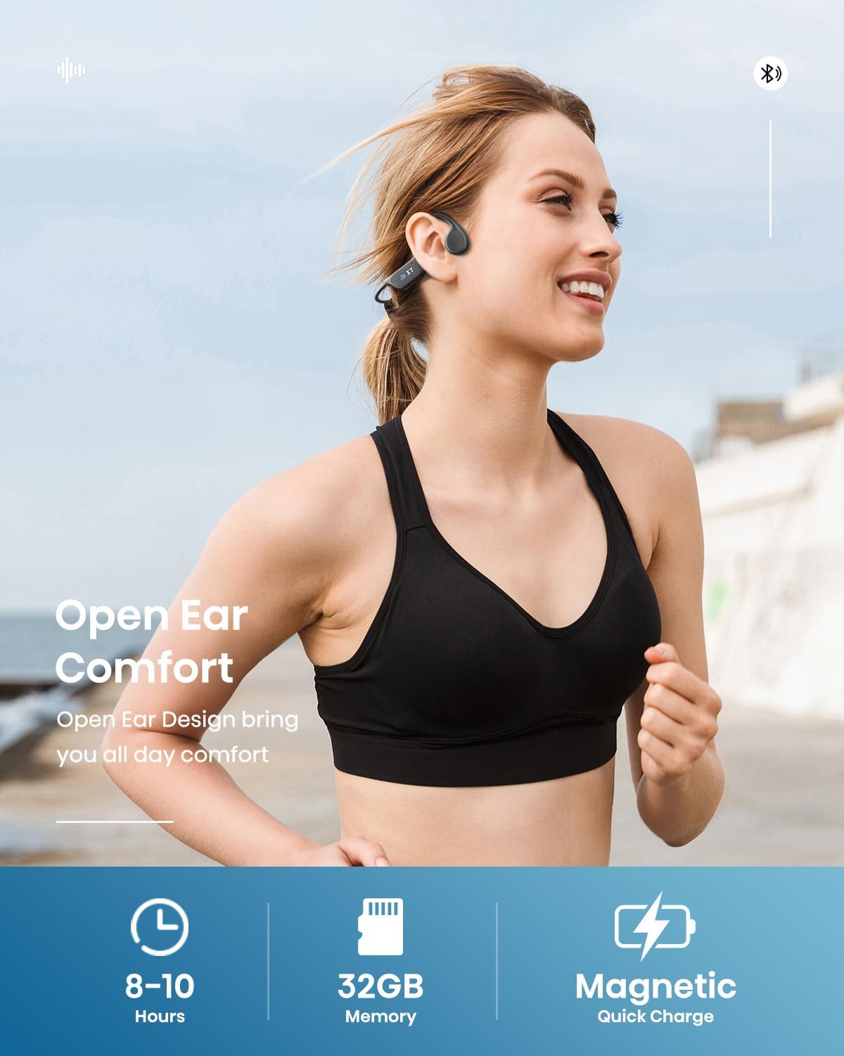 Bone Conduction Swimming Headphones IP68 Waterproof 32GB MP3 Player