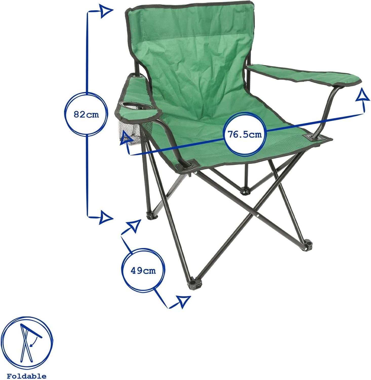 Folding Camping Chairs Pack of 4 Green Canvas Outdoor Seats