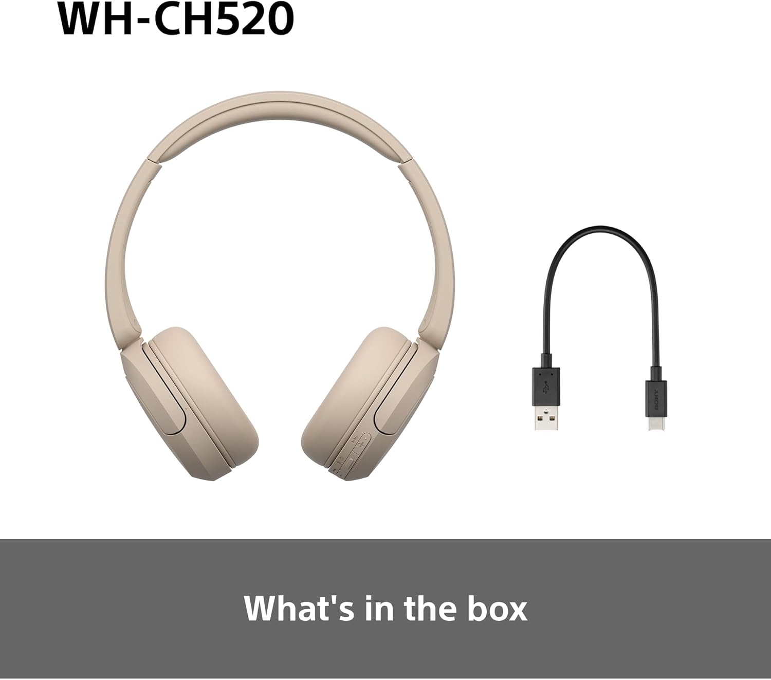 Beige Bluetooth On Ear Headphones 50H Battery Lightweight