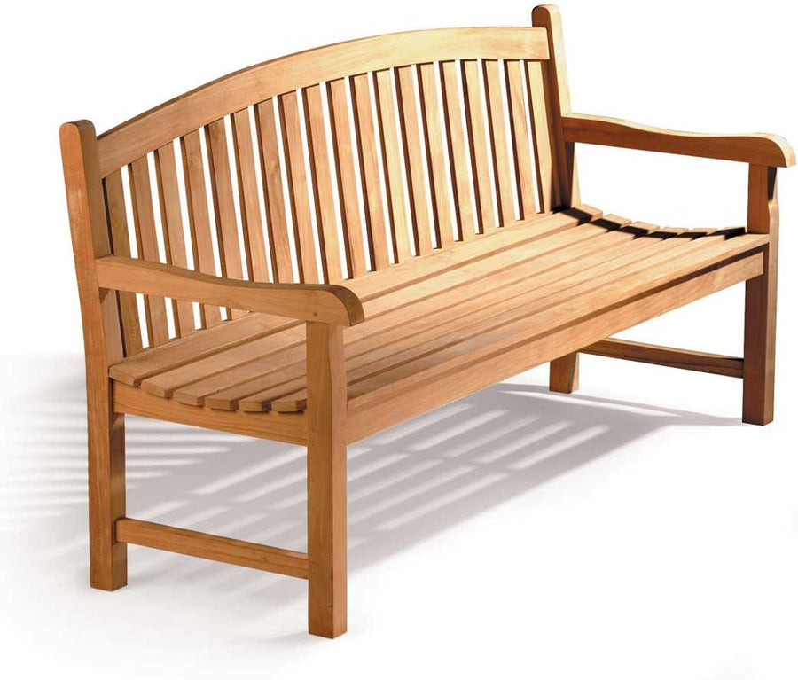 5ft Teak Garden Bench 3 Seater Curved Back Outdoor Patio Seat