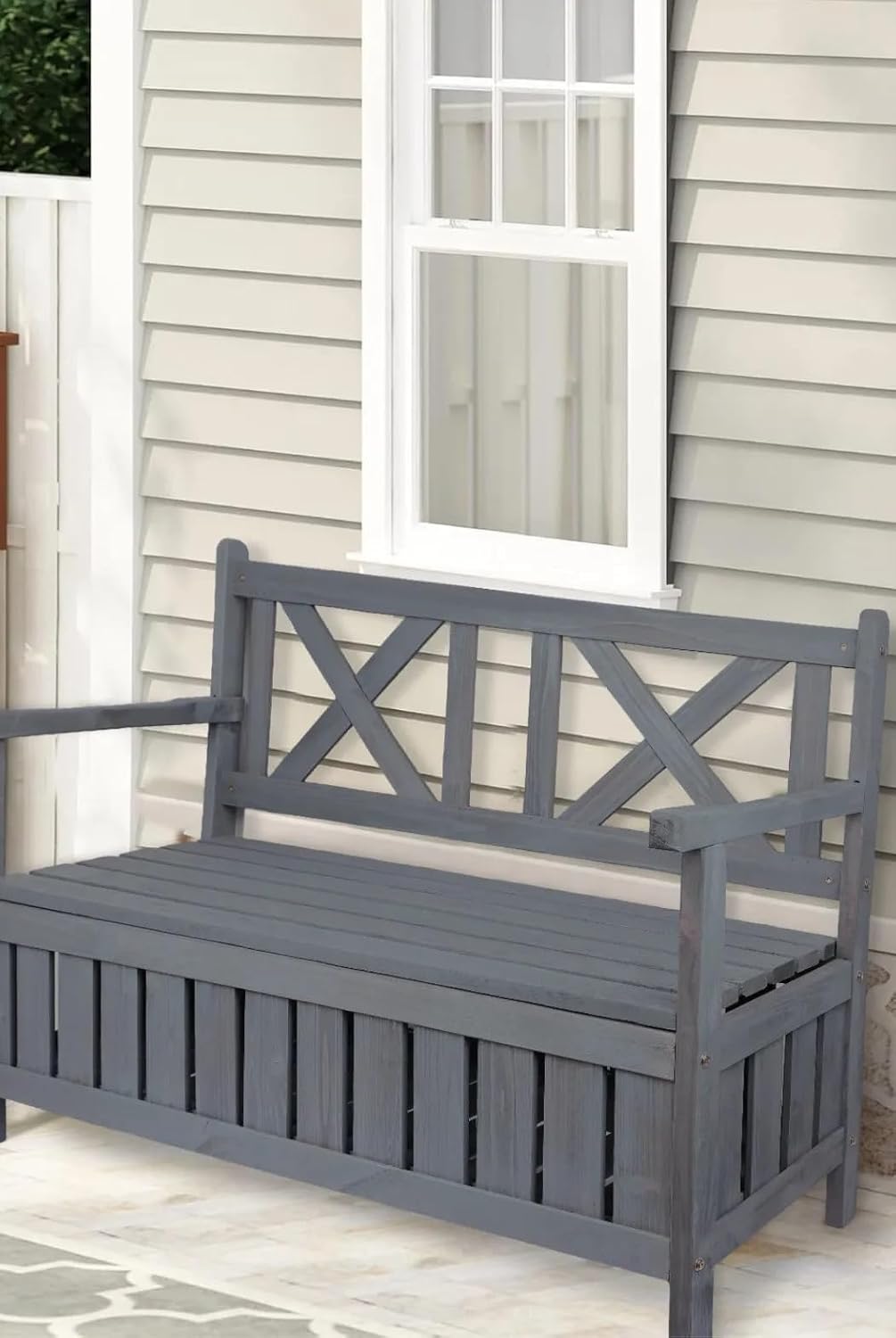 Wooden Garden Storage Bench 165cm Outdoor Patio Seat Box