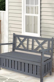Wooden Garden Storage Bench 165cm Outdoor Patio Seat Box
