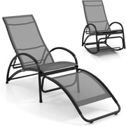 2 in 1 Garden Sun Lounger Rocking Chair Adjustable Grey