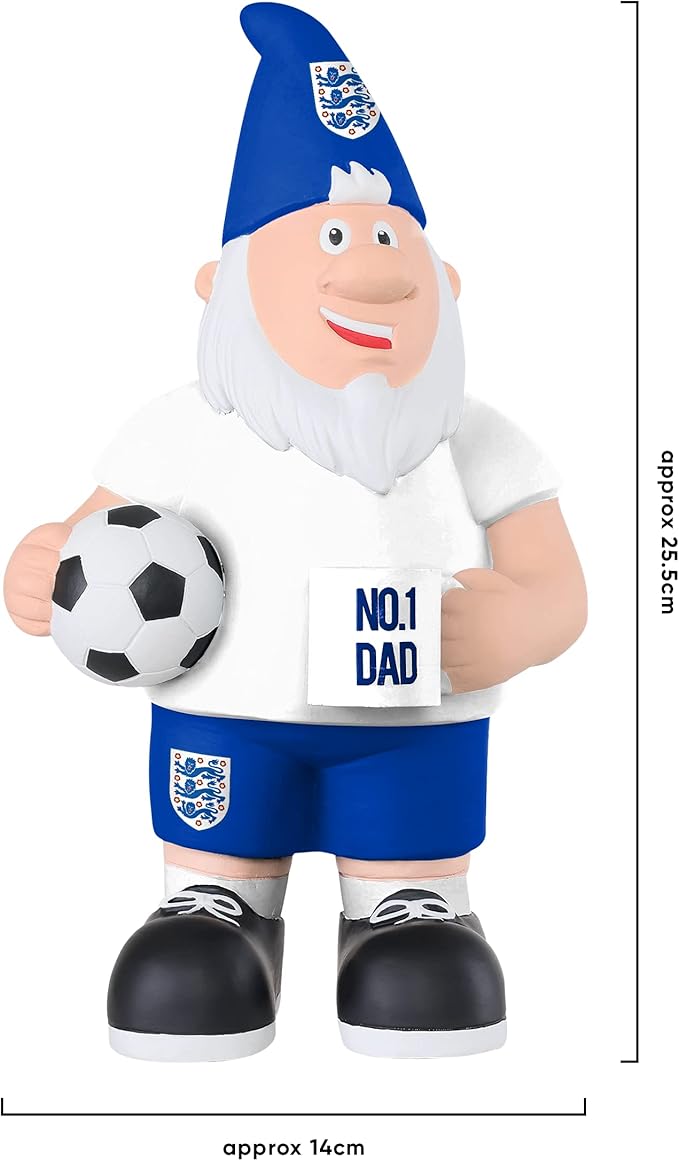 Football England Dad Gnome 25cm Hand Painted Garden Statue