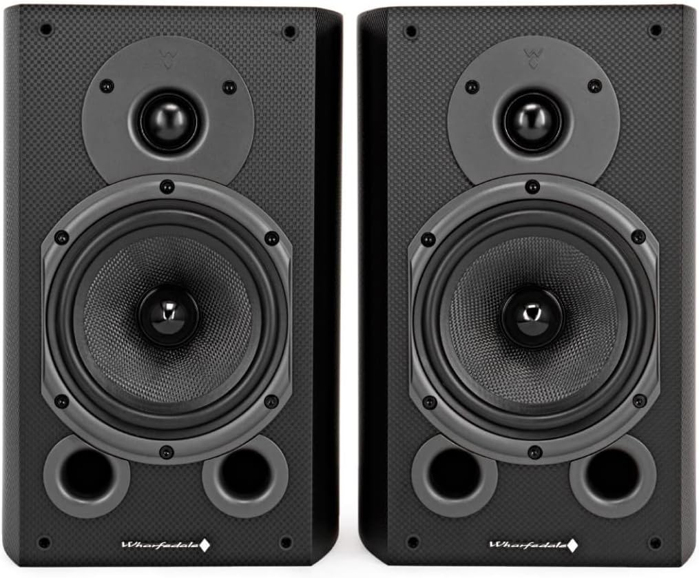 100W Bookshelf Passive Speakers Carbon Fibre HiFi Stereo Pair